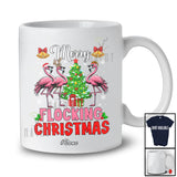 Personalized Custom Name Merry Flocking Christmas; Joyful X-mas Tree Flamingo Lover T-Shirt