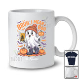 Personalized Custom Name Bruh I Mean Boo; Adorable Halloween Boo Ghost Drinking Beer T-Shirt
