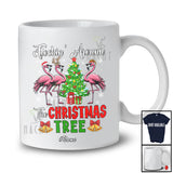 Personalized Custom Name Flockin' Around The Christmas Tree; Joyful X-mas Tree Flamingo T-Shirt