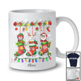 Personalized Custom Name Three Cat In Christmas Socks; Adorable Pajama Family T-Shirt