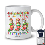Personalized Custom Name Three Chihuahua In Christmas Socks; Adorable Pajama Family T-Shirt
