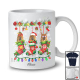 Personalized Custom Name Three Chow Chow In Christmas Socks; Adorable Pajama Family T-Shirt