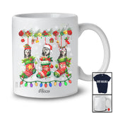 Personalized Custom Name Three Husky In Christmas Socks; Adorable Pajama Family T-Shirt