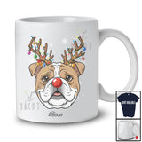 Personalized Custom Name Reindeer Bulldog Face; Lovely Christmas Ornaments Lights T-Shirt