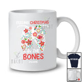 Personalized Custom Name Feeling Christmas In The Bones; Joyful X-mas Lights Skeleton Rib X-Ray T-Shirt