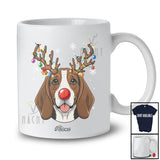 Personalized Custom Name Reindeer Beagle Face; Lovely Christmas Ornaments Lights T-Shirt