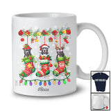 Personalized Custom Name Three Pit Bull In Christmas Socks; Adorable Pajama Family T-Shirt