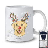 Personalized Custom Name Reindeer Labrador Retriever Face; Lovely Christmas Ornaments Lights T-Shirt