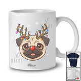 Personalized Custom Name Reindeer Pug Face; Lovely Christmas Ornaments Lights T-Shirt