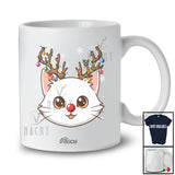 Personalized Custom Name Reindeer Cat Face; Lovely Christmas Ornaments Lights T-Shirt