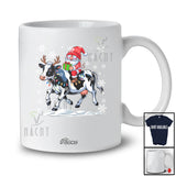 Personalized Custom Name Gnome Riding Cow Reindeer; Lovely Christmas Light Farmer T-Shirt