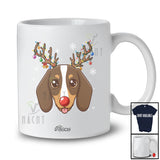 Personalized Custom Name Reindeer Dachshund Face; Lovely Christmas Ornaments Lights T-Shirt