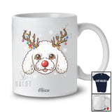 Personalized Custom Name Reindeer Poodle Face; Lovely Christmas Ornaments Lights T-Shirt
