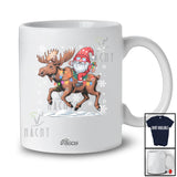 Personalized Custom Name Gnome Riding Moose Reindeer; Lovely Christmas Light Animal T-Shirt