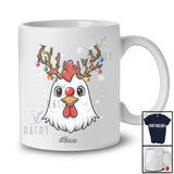 Personalized Custom Name Reindeer Chicken Face; Lovely Christmas Ornaments Lights Farmer T-Shirt