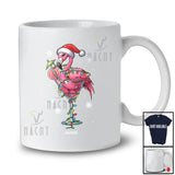 Personalized Custom Name Flamingo Cocktail; Joyful Christmas Lights Flamingo; Drinking Drunker T-Shirt