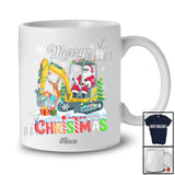 Personalized Custom Name Merry Christmas; Joyful Santa Reindeer Riding Excavator Driver T-Shirt