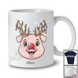 Personalized Custom Name Reindeer Pig Face; Lovely Christmas Ornaments Lights Farmer T-Shirt