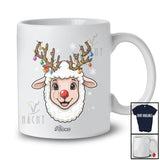 Personalized Custom Name Reindeer Sheep Face; Awesome Christmas Ornaments Lights Farmer T-Shirt