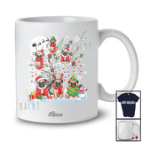Personalized Custom Name Pug On Christmas Tree; Lovely Reindeer Elf Santa Pug Owner T-Shirt