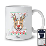 Personalized Custom Name Christmas Reindeer Pit Bull Face; Lovely Sweater Ornaments Lights T-Shirt
