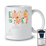 Personalized LOVE 1st Grade; Happy Thanksgiving Plaid Fall Leaves; Custom Name Student Teacher T-Shirt