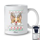 Personalized Custom Name Christmas Reindeer Corgi Face; Lovely Sweater Ornaments Lights T-Shirt