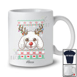 Personalized Custom Name Christmas Reindeer Poodle Face; Lovely Sweater Lights Farmer T-Shirt