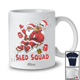 Personalized Custom Name Sled Squad; Merry Christmas Black Afro African Santa Snowman Sleigh T-Shirt