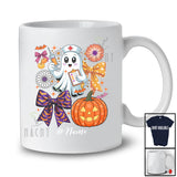 Personalized Custom Name Boo Ghost Nursing Pumpkin Coquette; Lovely Halloween Nurse Squad T-Shirt