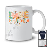 Personalized LOVE Kindergarten; Happy Thanksgiving Plaid Fall Leaves; Custom Name Student Teacher T-Shirt