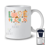 Personalized LOVE Preschool; Happy Thanksgiving Plaid Fall Leaves; Custom Name Student Teacher T-Shirt