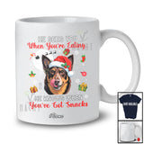 Personalized Custom Name He Sees You Eating; Lovely Christmas Santa Australian Kelpie Owner T-Shirt