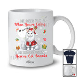 Personalized Custom Name He Sees You When You're Eating; Lovely Christmas Santa Cat Owner T-Shirt