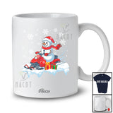 Personalized Custom Name Santa Snowman Driving Snowmobile; Adorable Christmas Driver X-mas T-Shirt