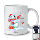 Personalized Custom Name Santa Snowman Playing Disc Golf; Adorable Christmas Sport Player Team T-Shirt