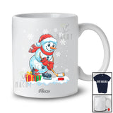 Personalized Custom Name Santa Snowman Playing Ice Hockey; Adorable Christmas Sport Player T-Shirt