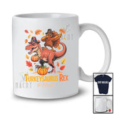 Personalized Custom Name Turkeysaurus Rex; Joyful Thanksgiving Dabbing Turkey On T-Rex T-Shirt