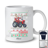 Personalized Custom Name Merry Farmas; Joyful Christmas Sweater Santa Farmer Driving Tractor T-Shirt