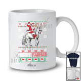 Personalized Custom Name Merry Farmas; Joyful Christmas Sweater Santa Farmer Riding Horse T-Shirt