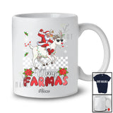 Personalized Custom Name Merry Farmas; Joyful Christmas Santa Farmer Riding Goat Reindeer T-Shirt