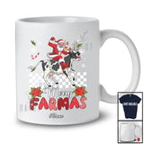 Personalized Custom Name Merry Farmas; Joyful Christmas Santa Farmer Riding Cow Reindeer T-Shirt