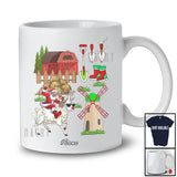 Personalized Custom Name Santa Farmer Riding Sheep Reindeer; Humorous Christmas Farming T-Shirt