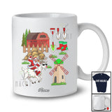 Personalized Custom Name Santa Farmer Riding Goat Reindeer; Humorous Christmas Farming T-Shirt