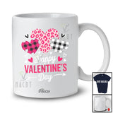 Personalized Custom Name Happy Valentine's Day; Lovely Three Pink Plaid Leopard Hearts; Couple T-Shirt