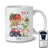 Personalized Custom Name Santa Farmer Driving Tractor Reindeer; Humorous Christmas Farming T-Shirt