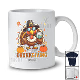 Personalized Custom Name Happy Drunkgiving; Joyful Plaid Thanksgiving Turkey Drinking Gin T-Shirt