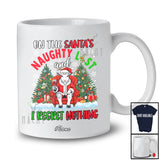 Personalized Custom Name On Santa's Naughty List; Joyful Christmas Goat Drinking Farmer T-Shirt