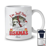 Personalized Custom Name I'm Just Here Merry Fishmas; Humorous Christmas Bass Fish Fishing T-Shirt