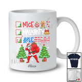 Personalized Custom Name Nice Naughty American; Joyful Christmas Trees Dabbing Santa Country T-Shirt